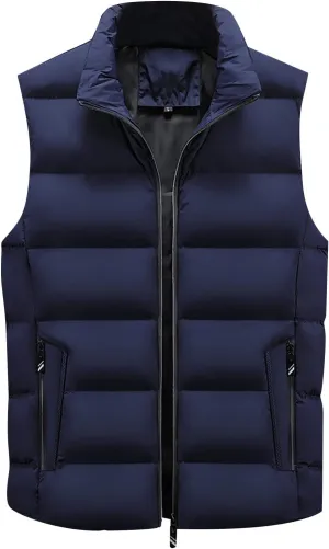 Ymosrh Mens Warm Down Vest Sleeveless Jacket Bubble Zipper Winter Outdoor Water-Resistant Coat Outerwear Vests, XXL-5XL