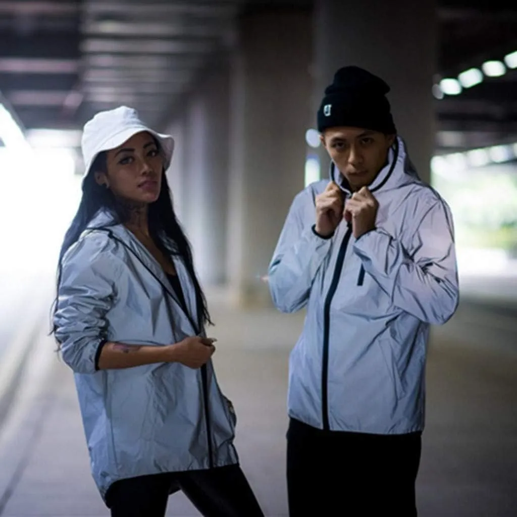 Ymosrh Women's Mens Winter Jackets Reflective Jacket Men/Windbreaker Hooded Streetwear Coat for Men