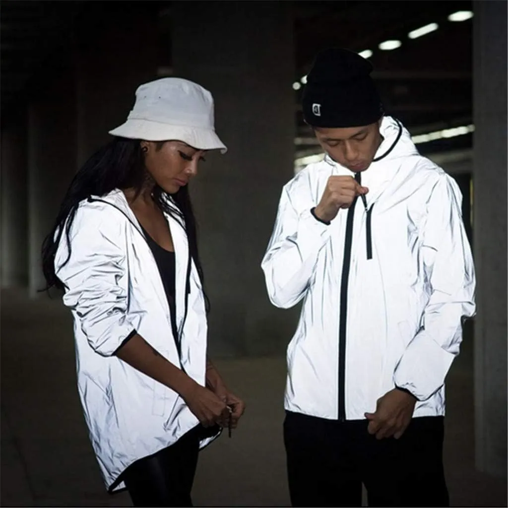 Ymosrh Women's Mens Winter Jackets Reflective Jacket Men/Windbreaker Hooded Streetwear Coat for Men