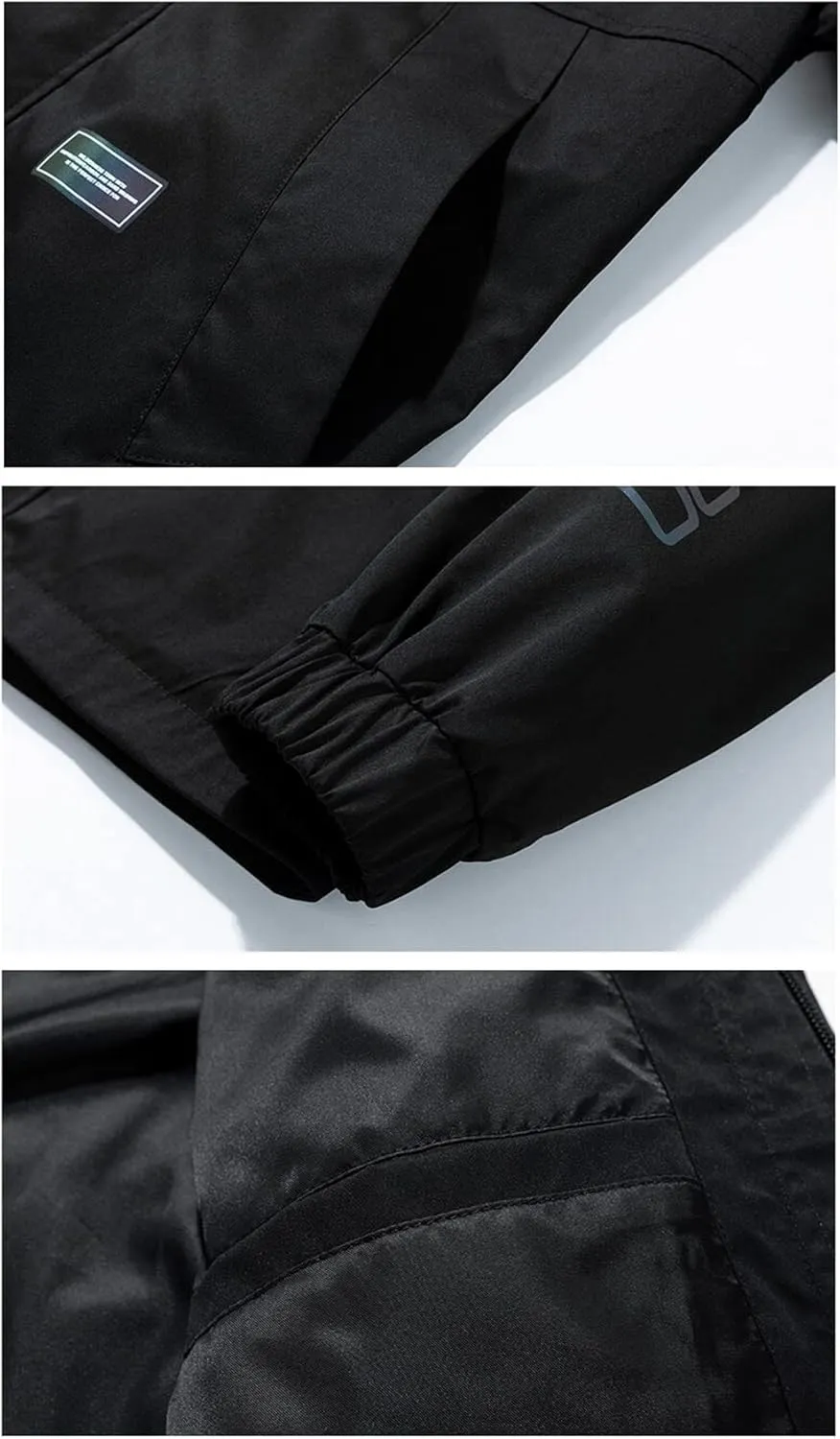 Youllyuu Men's Bomber Jacket Hooded Jacket Coats Streetwear Black Cargo Jacket Printed Windbreaker