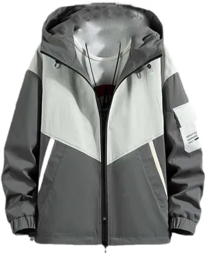Youllyuu Men's Bomber Jacket Hooded Jacket Coats Streetwear Black Cargo Jacket Printed Windbreaker
