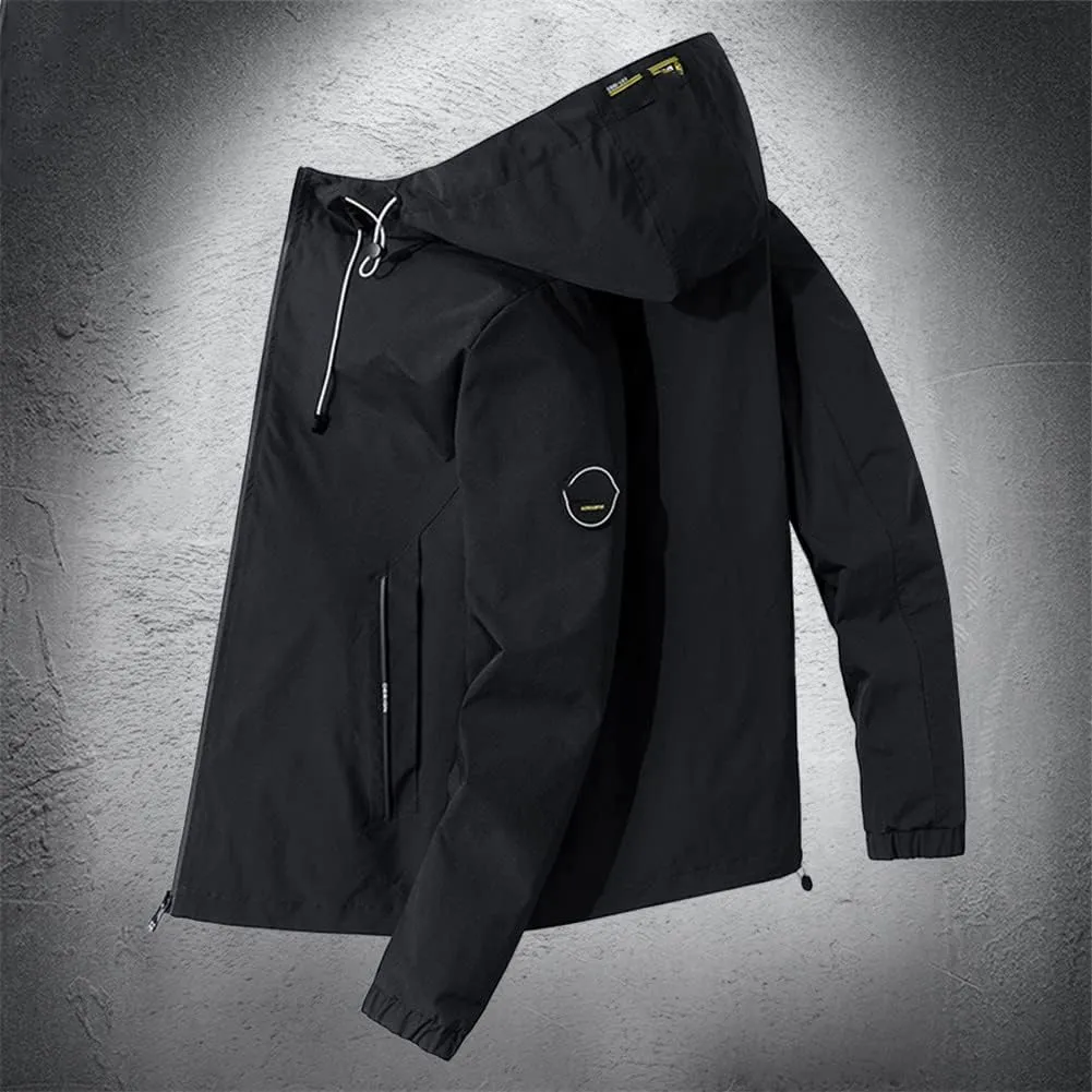 Youllyuu Men's Cargo Jacket Solid Color Windbreaker Bomber Jackets Hooded Outerwear Streetwear