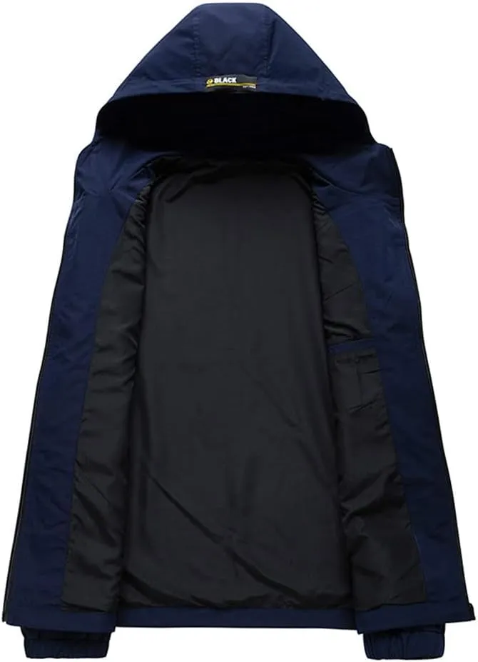 Youllyuu Men's Cargo Jacket Solid Color Windbreaker Bomber Jackets Hooded Outerwear Streetwear