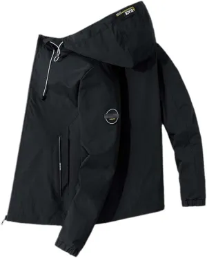 Youllyuu Men's Cargo Jacket Solid Color Windbreaker Bomber Jackets Hooded Outerwear Streetwear