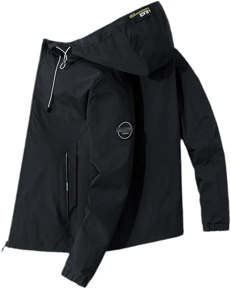 Youllyuu Men's Cargo Jacket Solid Color Windbreaker Bomber Jackets Hooded Outerwear Streetwear