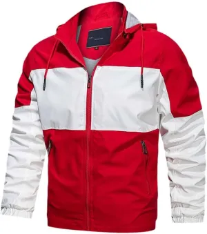Youllyuu Mens Hooded Jackets Zipper Windbreaker Bomber Jacket Outdoor Streetwear Coats