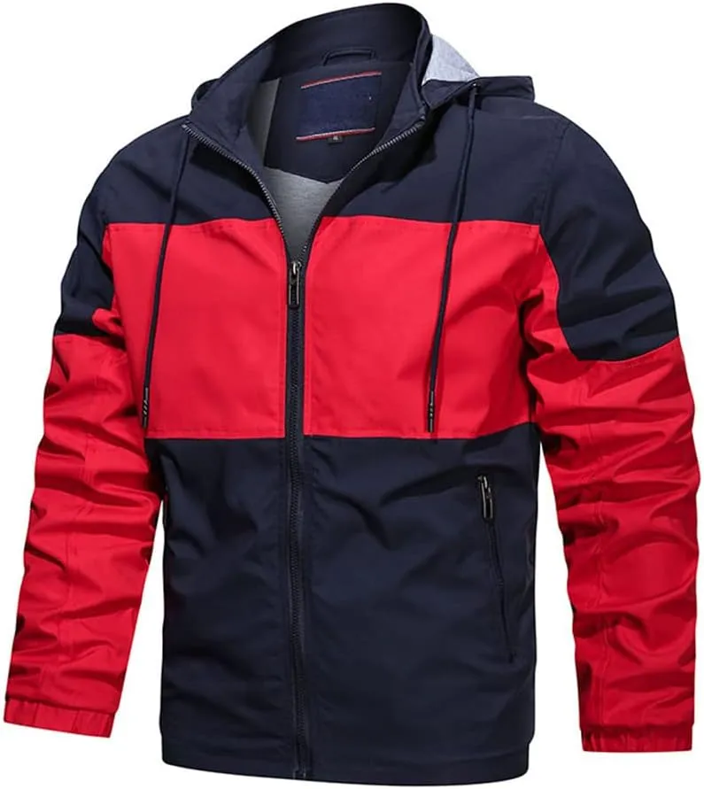 Youllyuu Mens Hooded Jackets Zipper Windbreaker Bomber Jacket Outdoor Streetwear Coats