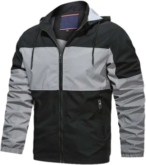 Youllyuu Mens Hooded Jackets Zipper Windbreaker Bomber Jacket Outdoor Streetwear Coats