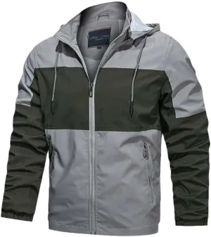 Youllyuu Mens Hooded Jackets Zipper Windbreaker Bomber Jacket Outdoor Streetwear Coats