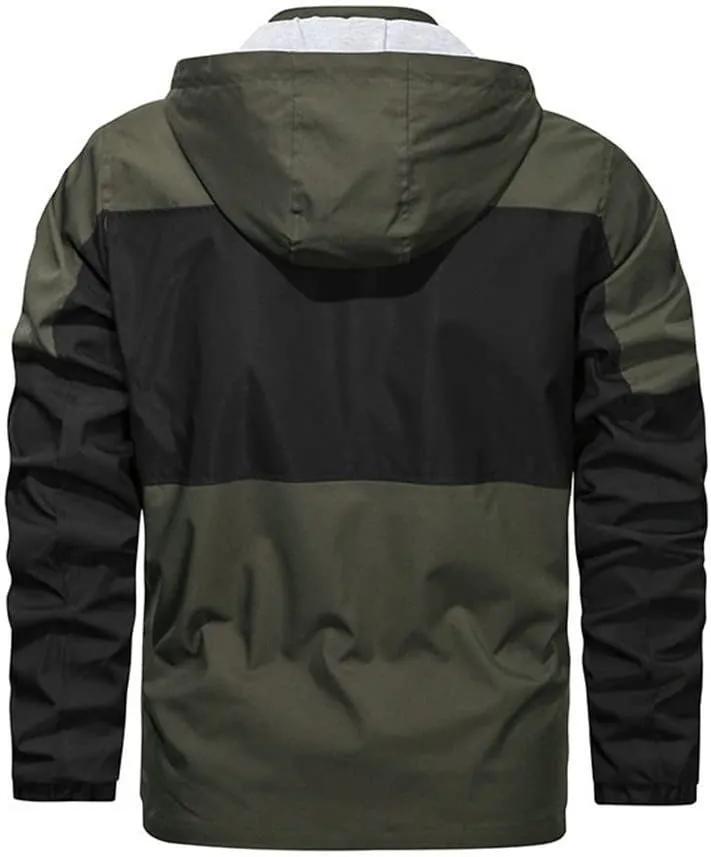 Youllyuu Mens Hooded Jackets Zipper Windbreaker Bomber Jacket Outdoor Streetwear Coats