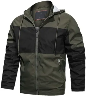Youllyuu Mens Hooded Jackets Zipper Windbreaker Bomber Jacket Outdoor Streetwear Coats