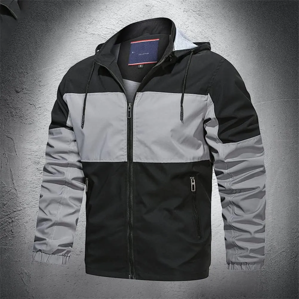 Youllyuu Mens Hooded Jackets Zipper Windbreaker Bomber Jacket Outdoor Streetwear Coats