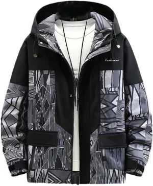 YTR6TW Men's Hooded Jackets Men Hip Hop Streetwear Patchwork Jacket Coat Male Plus Size Outerwear
