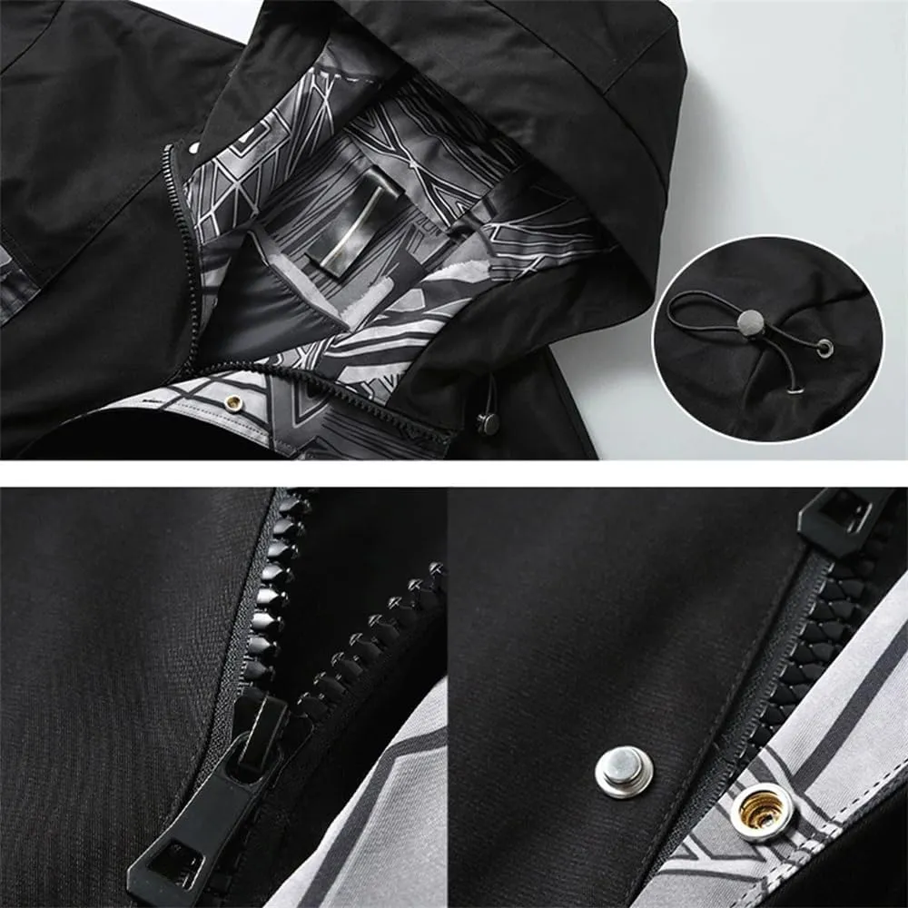 YTR6TW Men's Hooded Jackets Men Hip Hop Streetwear Patchwork Jacket Coat Male Plus Size Outerwear