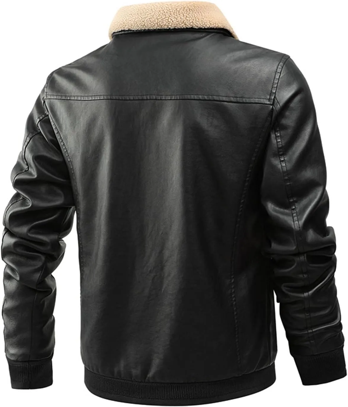 ZYXTIM Men's Classic Fit PU Faux Fur Leather Jackets Winter Sherpa Fleece Lined Aviator Bomber Jacket Windbreaker Outwear