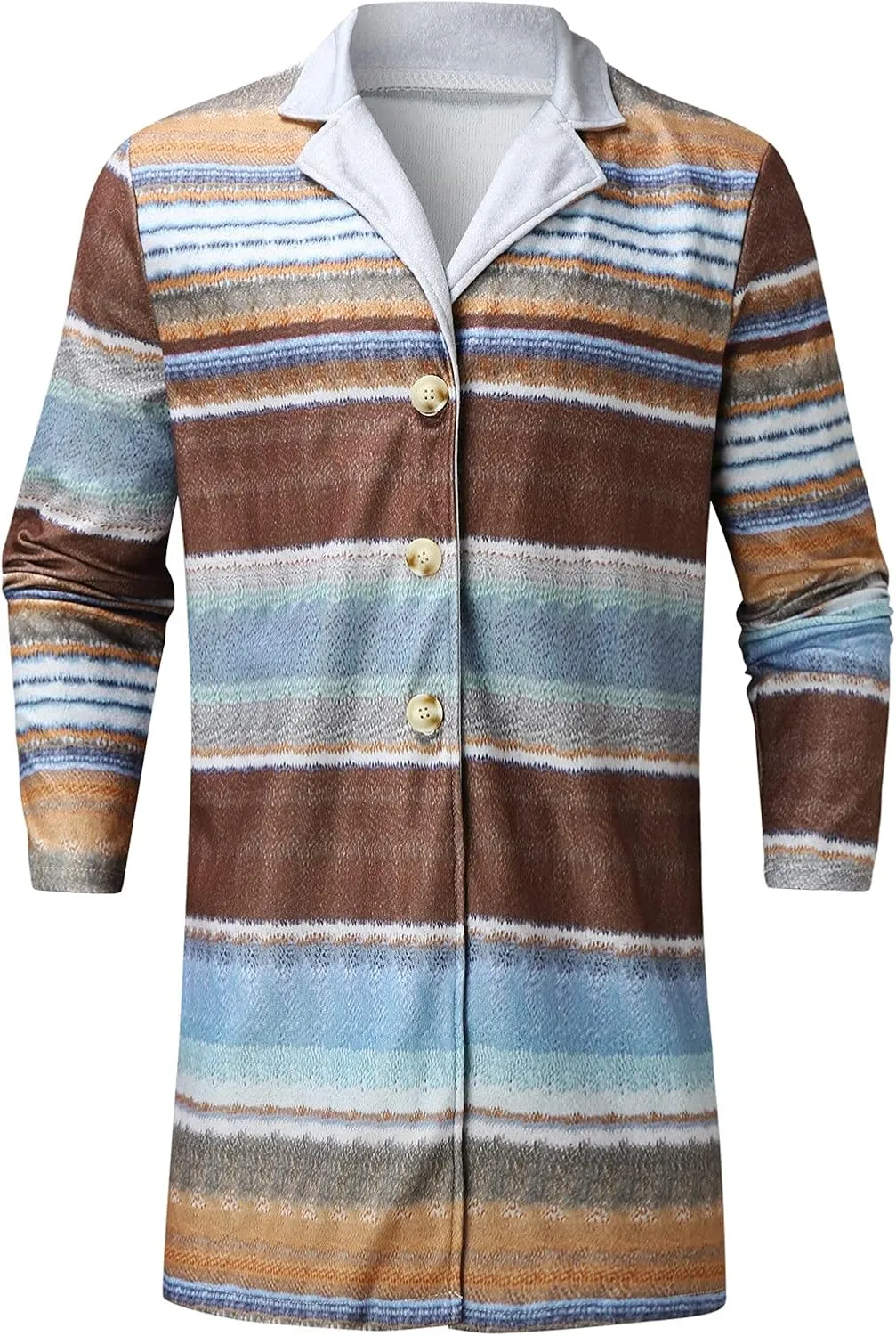 ZYXTIM Men's Floral Pattern Printed Cable Knit Cardigan Shawl Lapel Casual Open Front Button Down Slim Long Sleeve Sweaters
