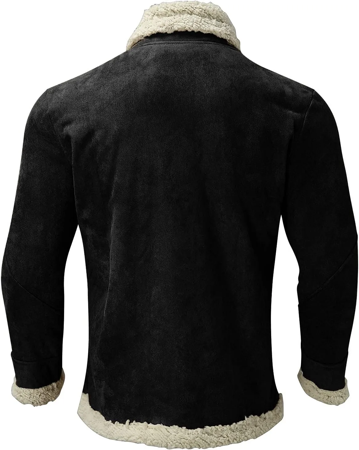 ZYXTIM Men's Winter Sherpa Lined Fleece Woolen Jackets Coat Zip Up Fur Lapel Collar Warm Outdoor Aviator Bomber Jacket
